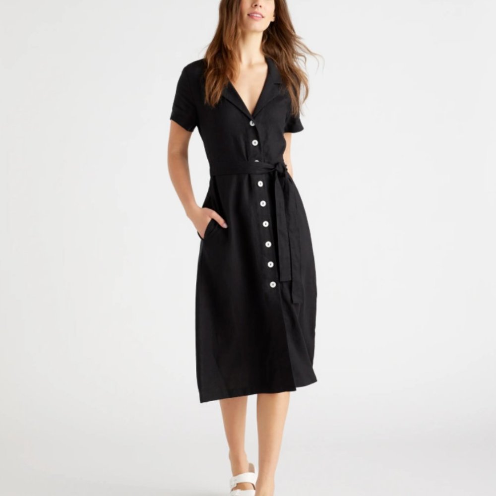 100% Organic Linen Short Sleeve Dress Quince